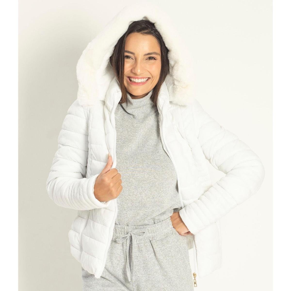Jaqueta Puffer Feminina Sara Branco - Branco | Zattini