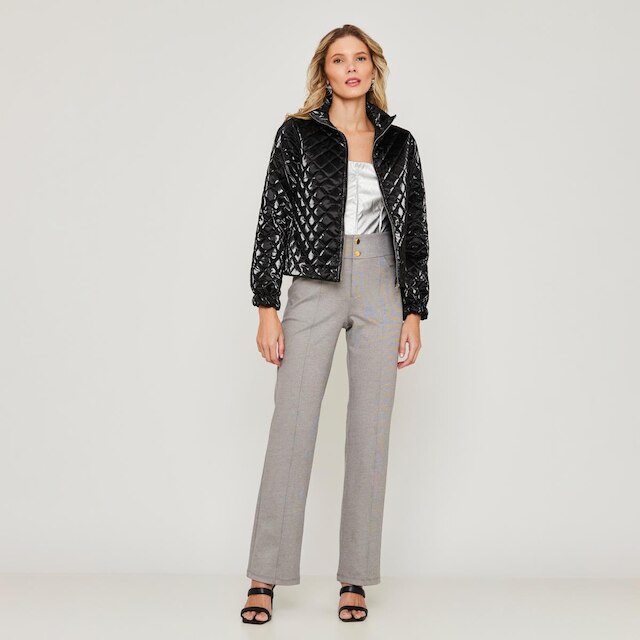 Jaqueta Puffer Matelassê Metalizado Miss Joy 8062 Feminino