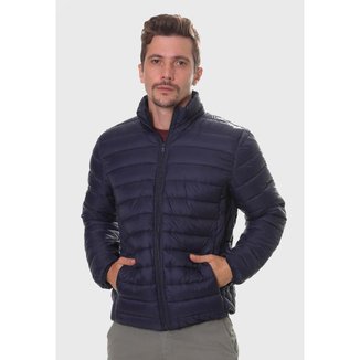 Jaqueta Puffer Nylon La'Oase Code Gomos com Toca Removível Azul Masculino