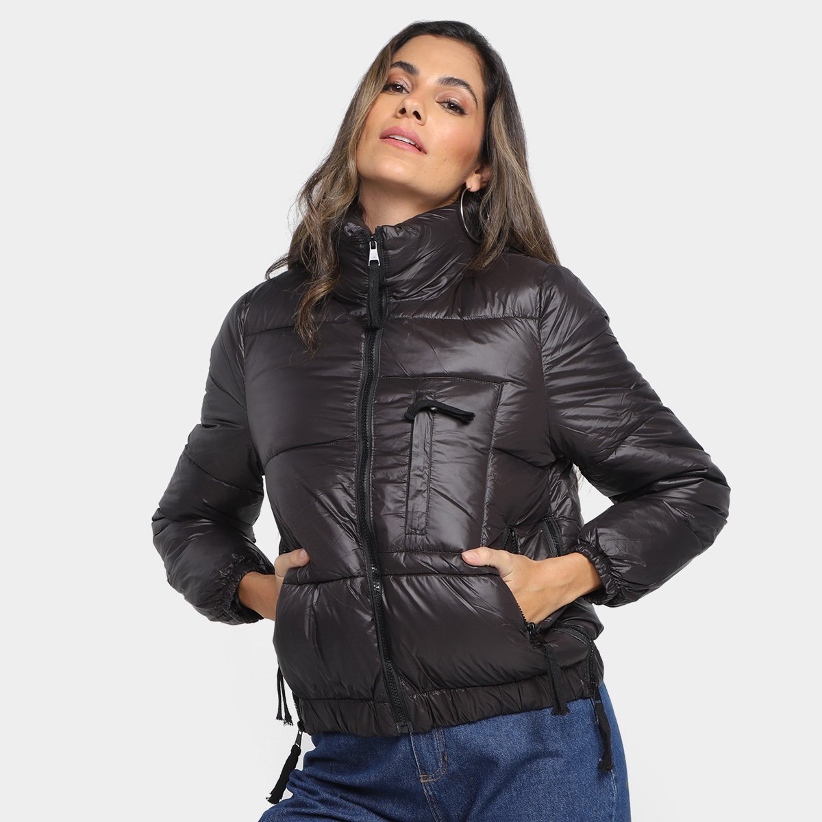 Jaqueta Puffer Pellini Gominhos Feminina - Preto Menor preço em Jaqueta Puffer Pellini Gominhos Feminina - Preto