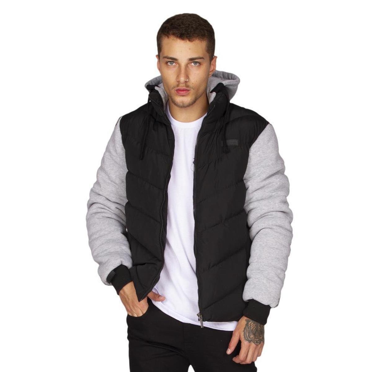 Jaqueta Puffer RockeSoda Masculina Manga Moletom Estilo Leve - Preto+Cinza é ruim? Jaqueta Puffer RockeSoda Masculina Manga Moletom Estilo Leve - Preto+Cinza é boa?
