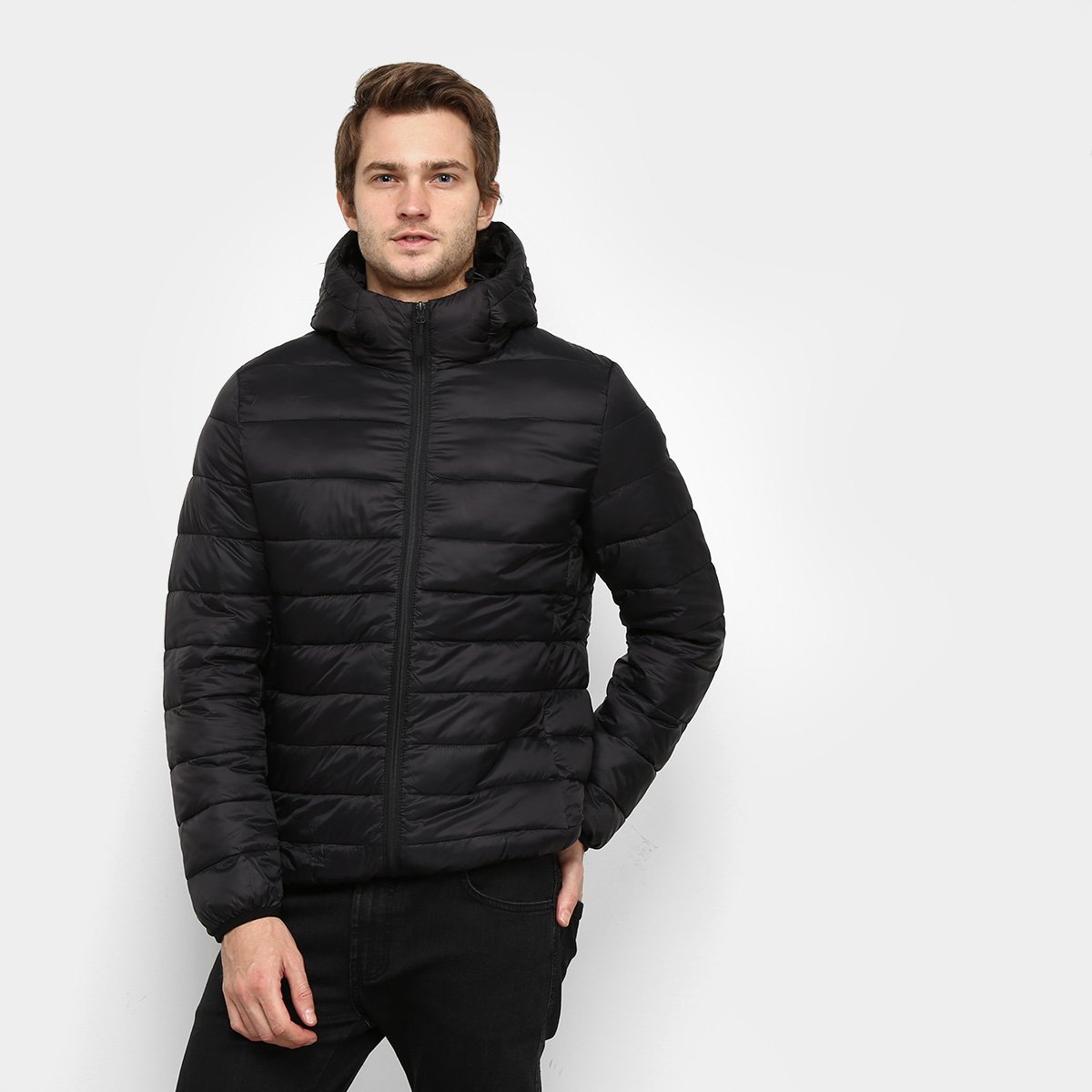 Jaqueta Puffer SeV Basic Masculina - Preto Menor preço em Jaqueta Puffer SeV Basic Masculina - Preto