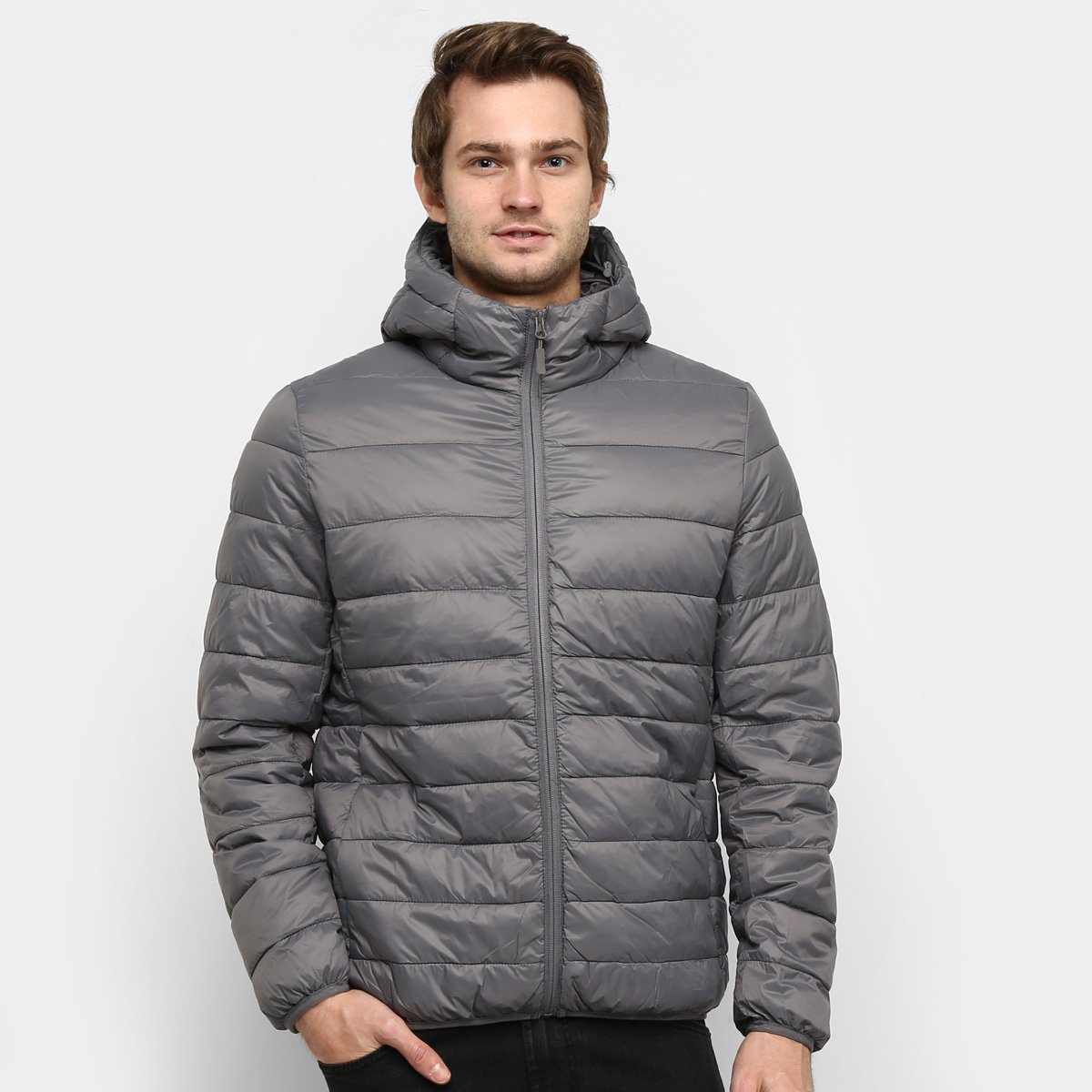Jaqueta Puffer SeV Basic Masculina - Cinza Menor preço em Jaqueta Puffer SeV Basic Masculina - Cinza