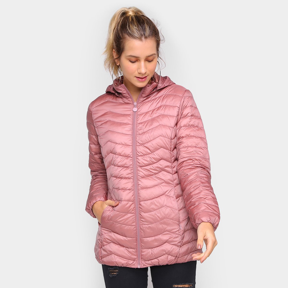 Jaqueta Puffer SeV C/ Capuz Feminina - Rosa Menor preço em Jaqueta Puffer SeV C/ Capuz Feminina - Rosa