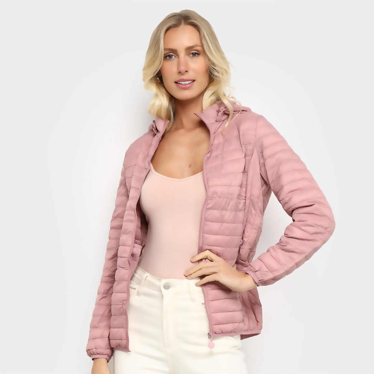 Jaqueta Puffer SeV com Capuz Feminina - Rosa Menor preço em Jaqueta Puffer SeV com Capuz Feminina - Rosa
