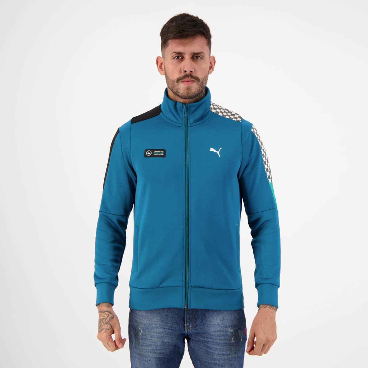 Jaqueta Puma MAPF1 Track Masculina - Azul Petróleo Menor preço em Jaqueta Puma MAPF1 Track Masculina - Azul Petróleo