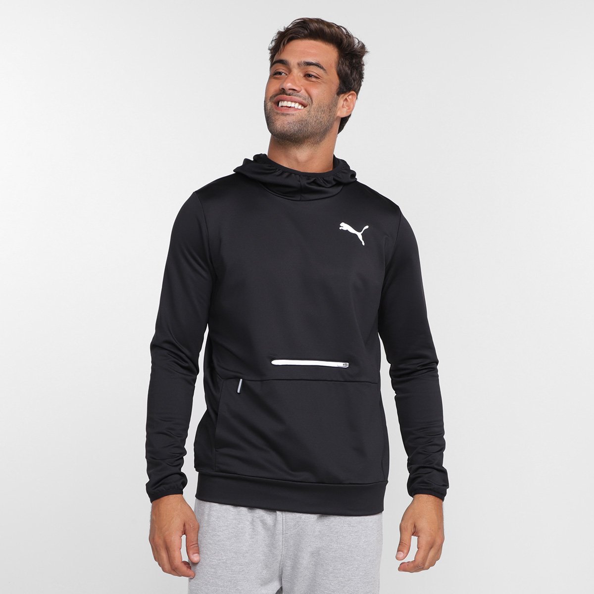 Jaqueta Puma Rtg Com Capuz Masculina - Preto Menor preço em Jaqueta Puma Rtg Com Capuz Masculina - Preto