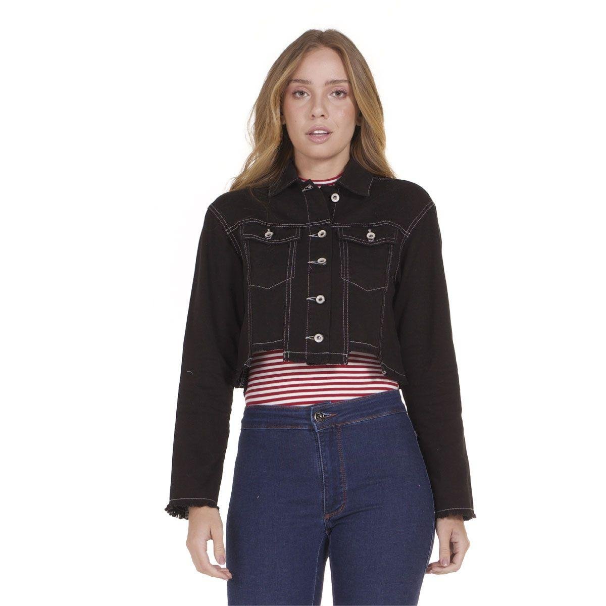 jaqueta cropped sarja