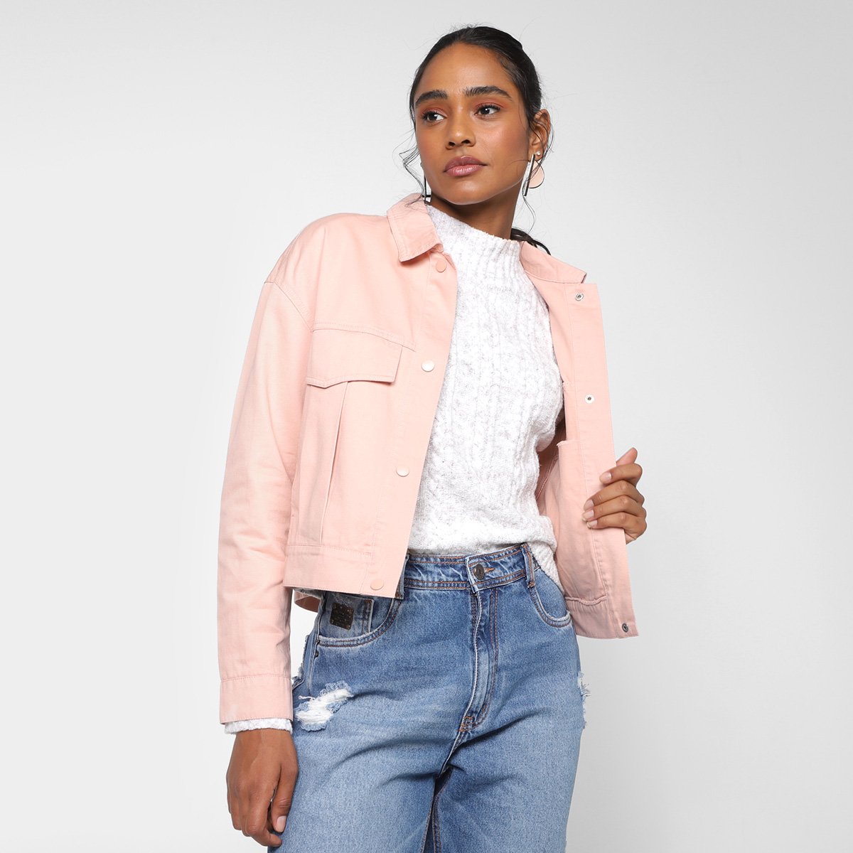 Jaqueta Sarja Facinelli Feminina - Nude Menor preço em Jaqueta Sarja Facinelli Feminina - Nude