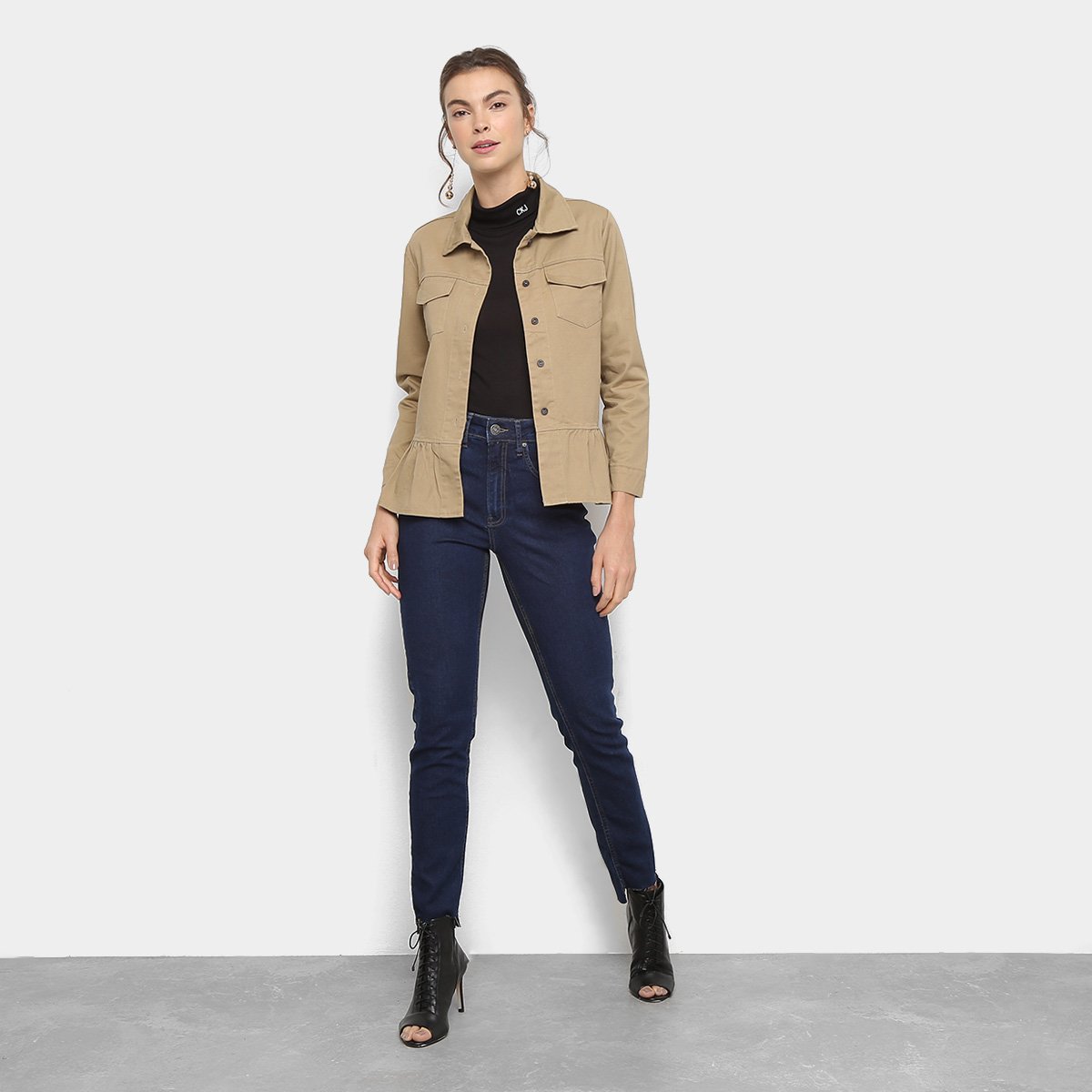 jaqueta sarja feminina bege