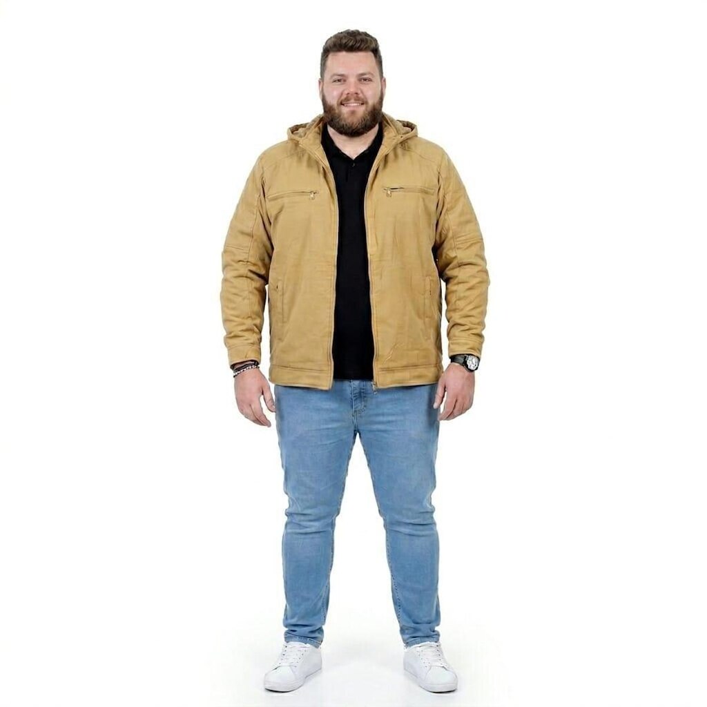 Jaqueta Sarja Masculina Revestida Com Bolsos Plus Size