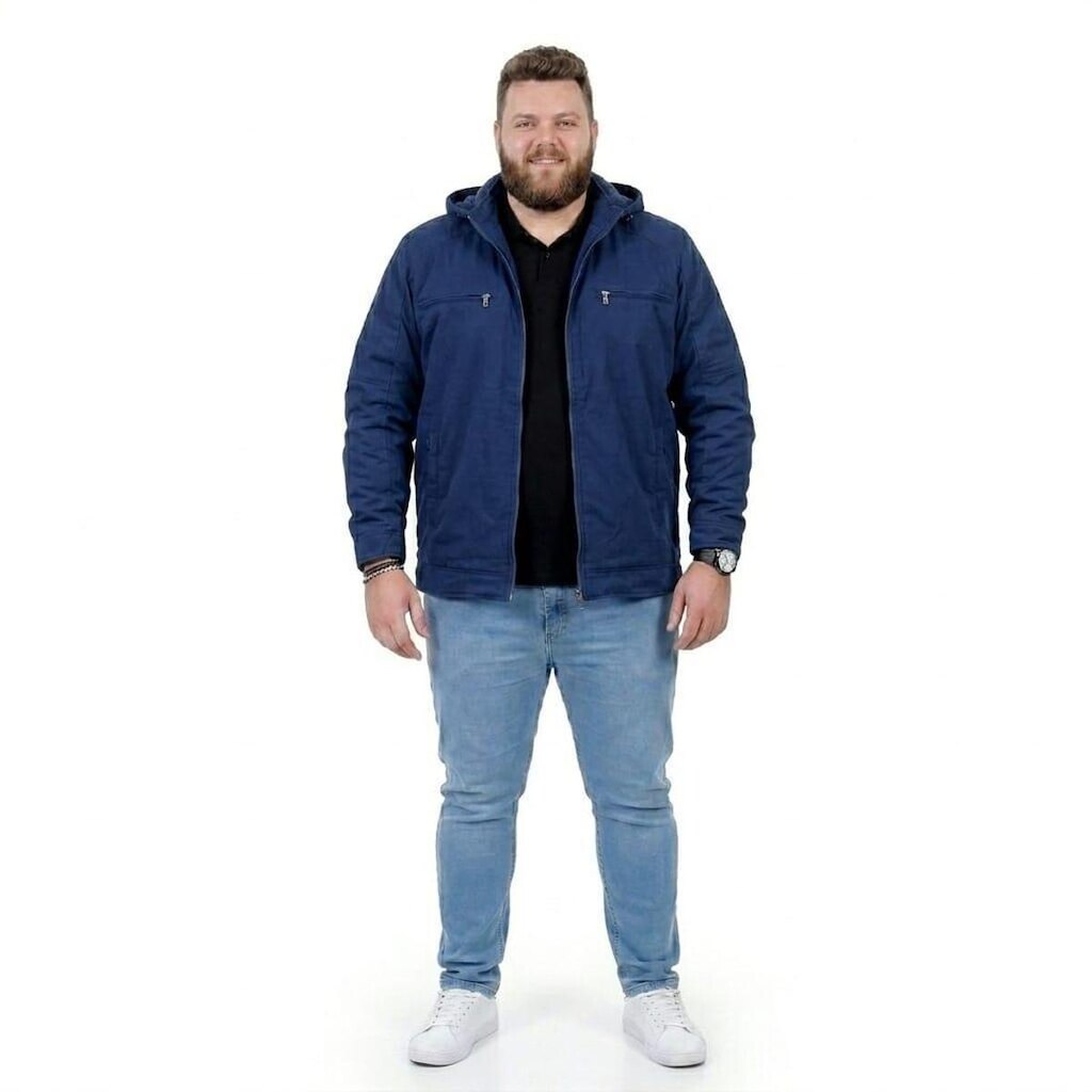 Jaqueta Sarja Masculina Revestida Com Bolsos Plus Size