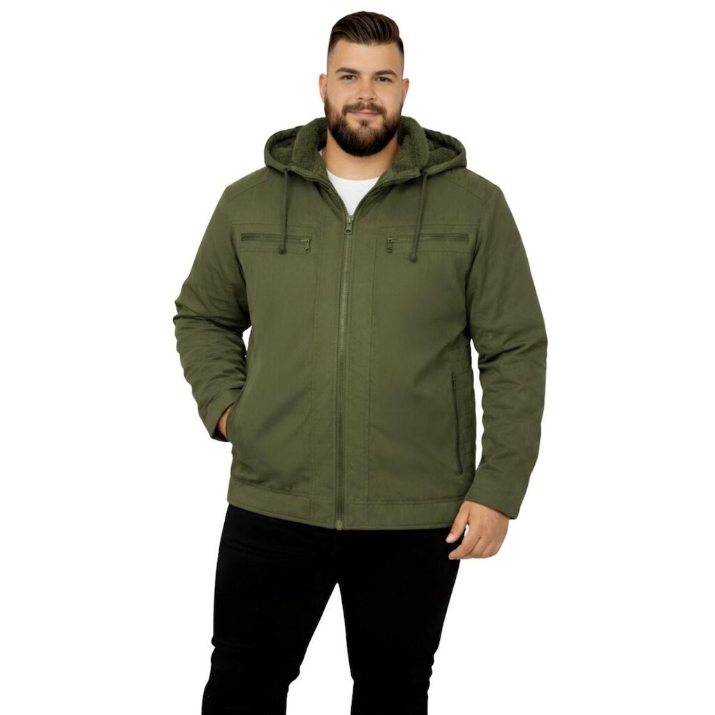 Jaqueta Sarja Masculina Revestida Com Bolsos Plus Size