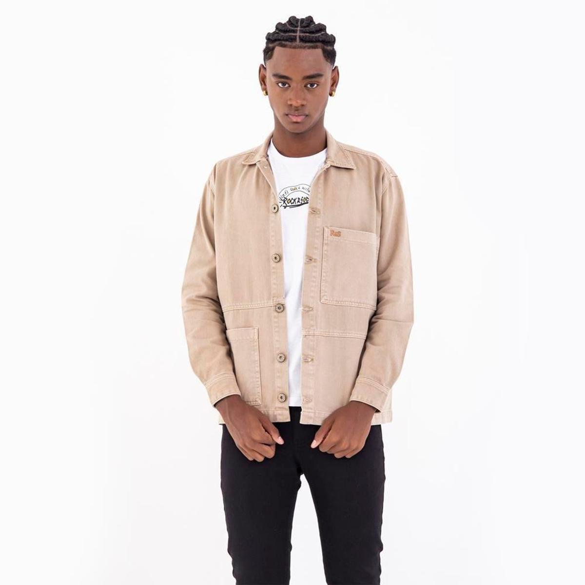 Jaqueta Sarja Masculina Rock&Soda Moderna Estilo Conforto - Marrom Claro Menor preço em Jaqueta Sarja Masculina Rock&Soda Moderna Estilo Conforto - Marrom Claro
