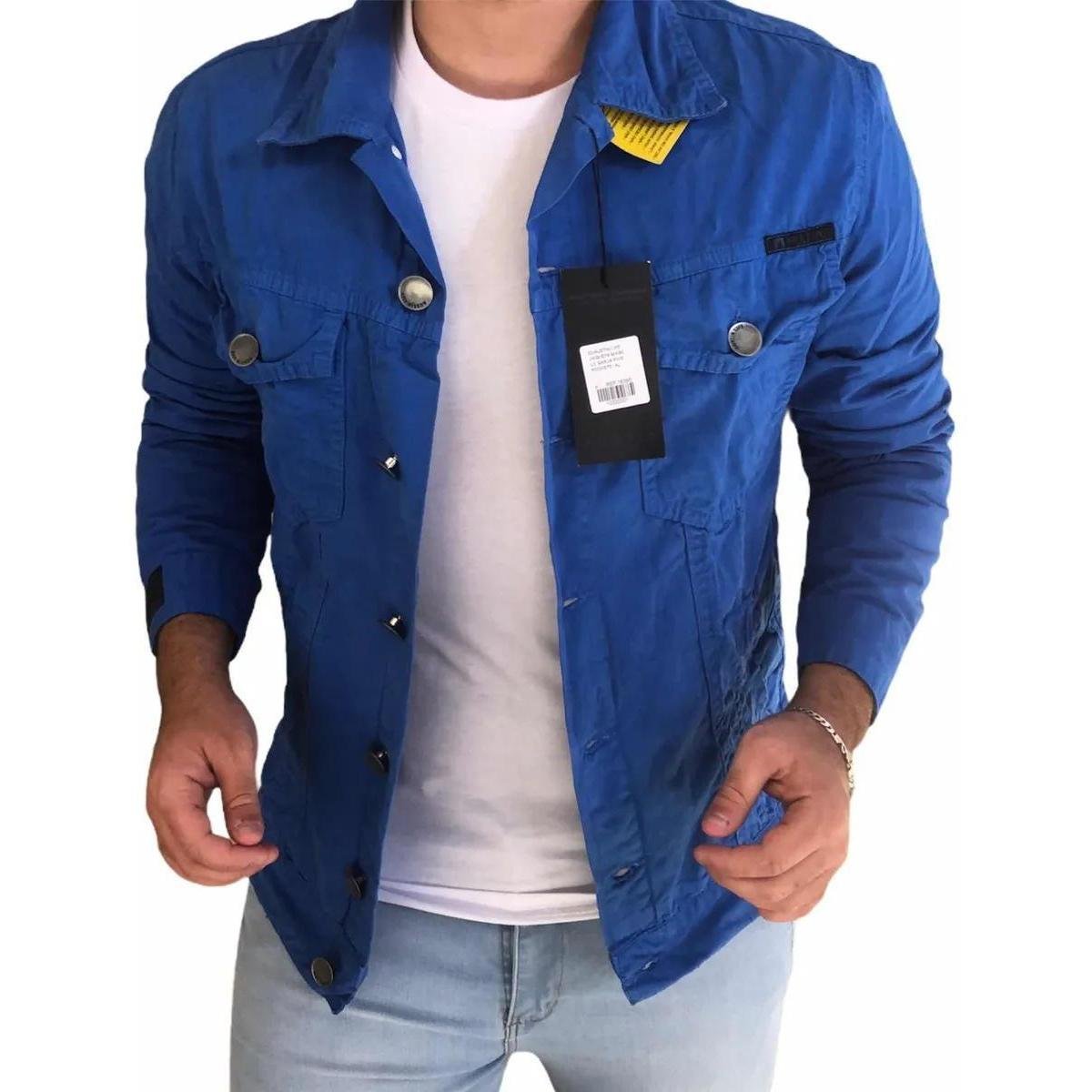 Jaqueta Sarja Royal Tinturada Masculina Slim Premium - Azul Menor preço em Jaqueta Sarja Royal Tinturada Masculina Slim Premium - Azul