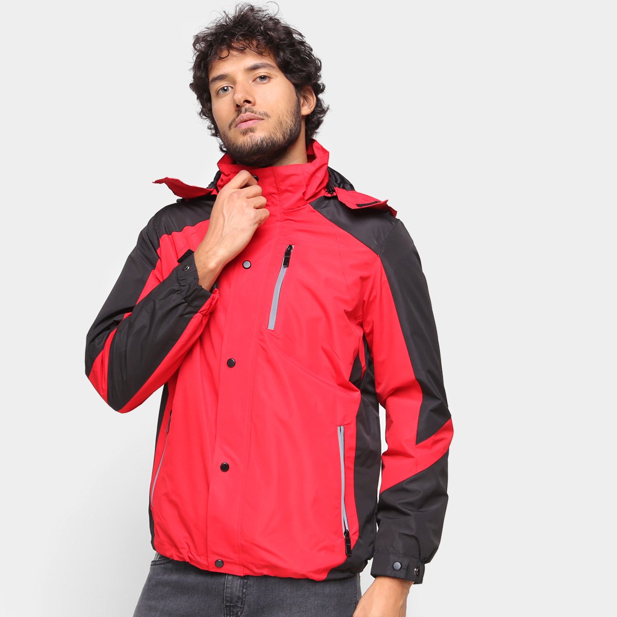 Jaqueta SeV Com Capuz Duas Peças Bicolor Masculina - Vermelho Menor preço em Jaqueta SeV Com Capuz Duas Peças Bicolor Masculina - Vermelho