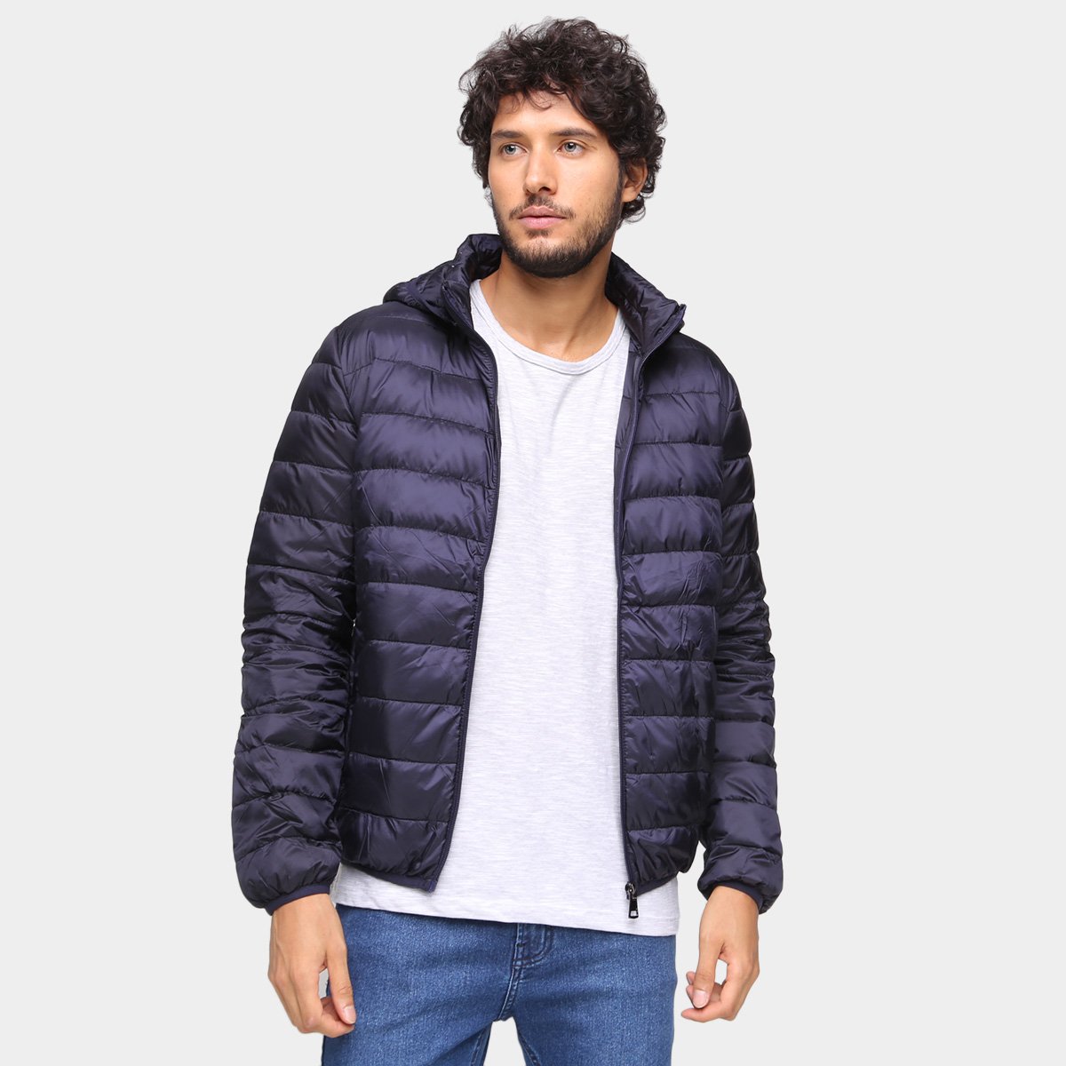 Jaqueta SeV Puffer Básica Com Capuz Masculina - Marinho Menor preço em Jaqueta SeV Puffer Básica Com Capuz Masculina - Marinho