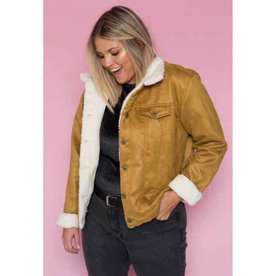 Jacket Jaqueta Feminina Suede Jaqueta Suede Com Pelo Feminina