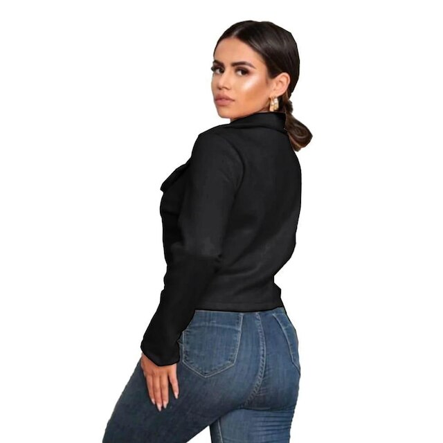 Jaqueta Suede Camurça Feminina Preta Estilosa Donna Martins