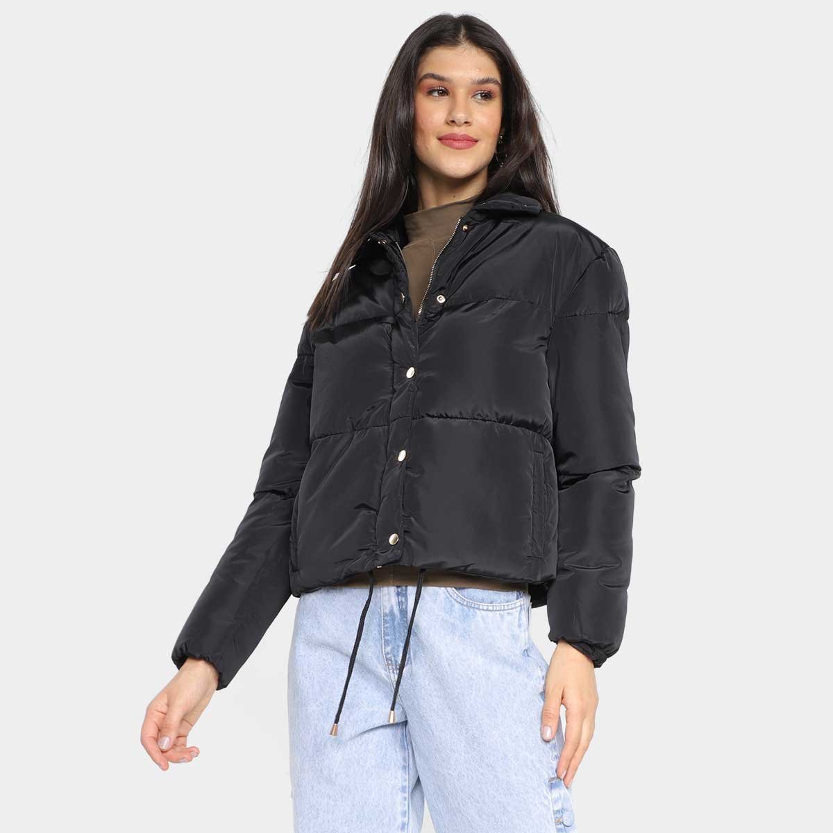 Jaqueta The Style Box Cropped Super Bomber Feminina - Preto Menor preço em Jaqueta The Style Box Cropped Super Bomber Feminina - Preto