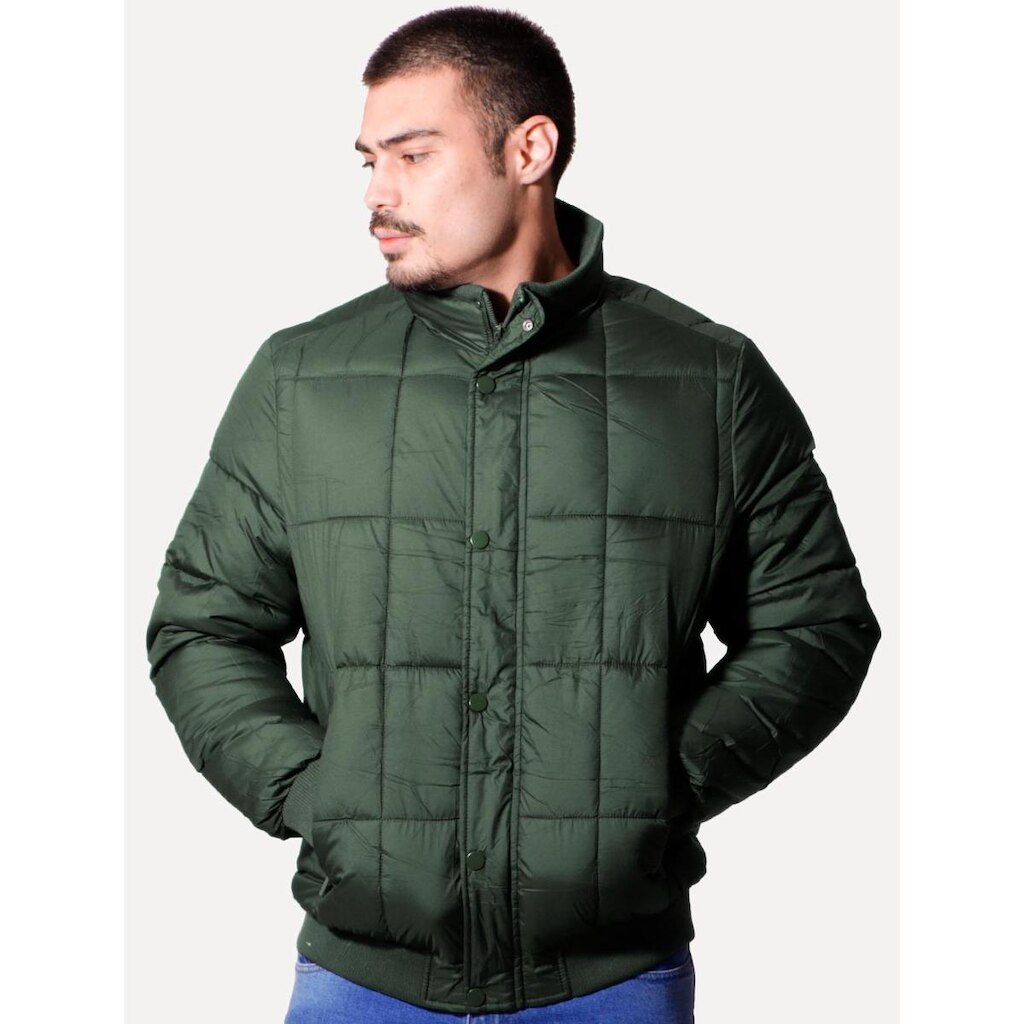 Jaqueta Victory Eagle Masculina Puffer Buttons Verde Escuro