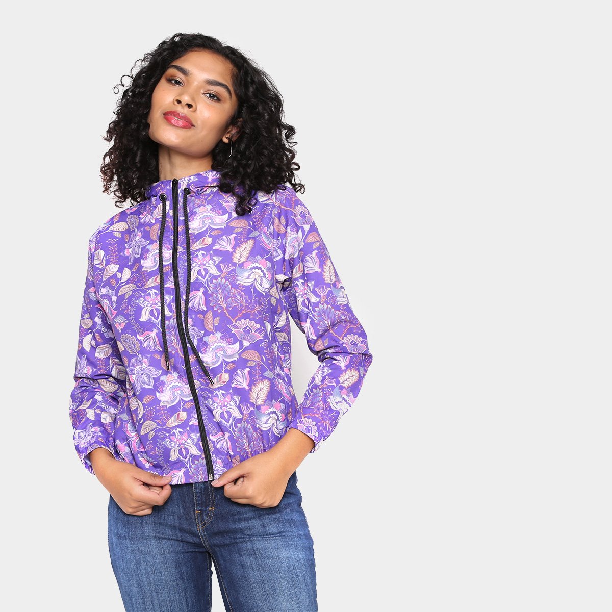 Jaqueta Wall Corta Vento Floral Com Capuz Feminina - Marinho Menor preço em Jaqueta Wall Corta Vento Floral Com Capuz Feminina - Marinho