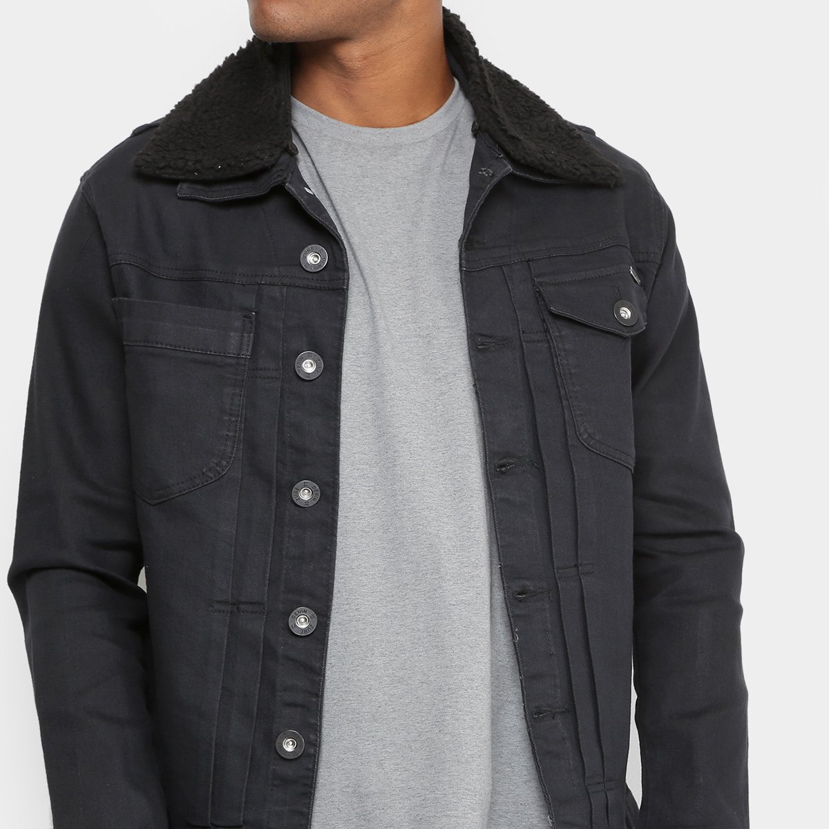 casaco com gola de pelo masculino