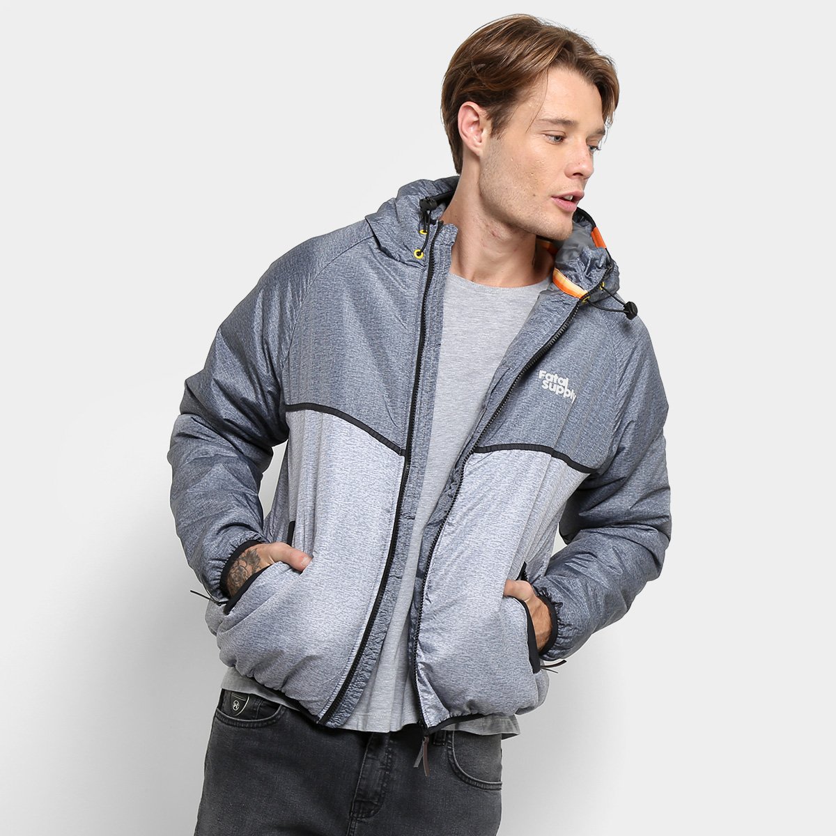 Jaquetal Fatal Com Capuz Masculina - Cinza Menor preço em Jaquetal Fatal Com Capuz Masculina - Cinza