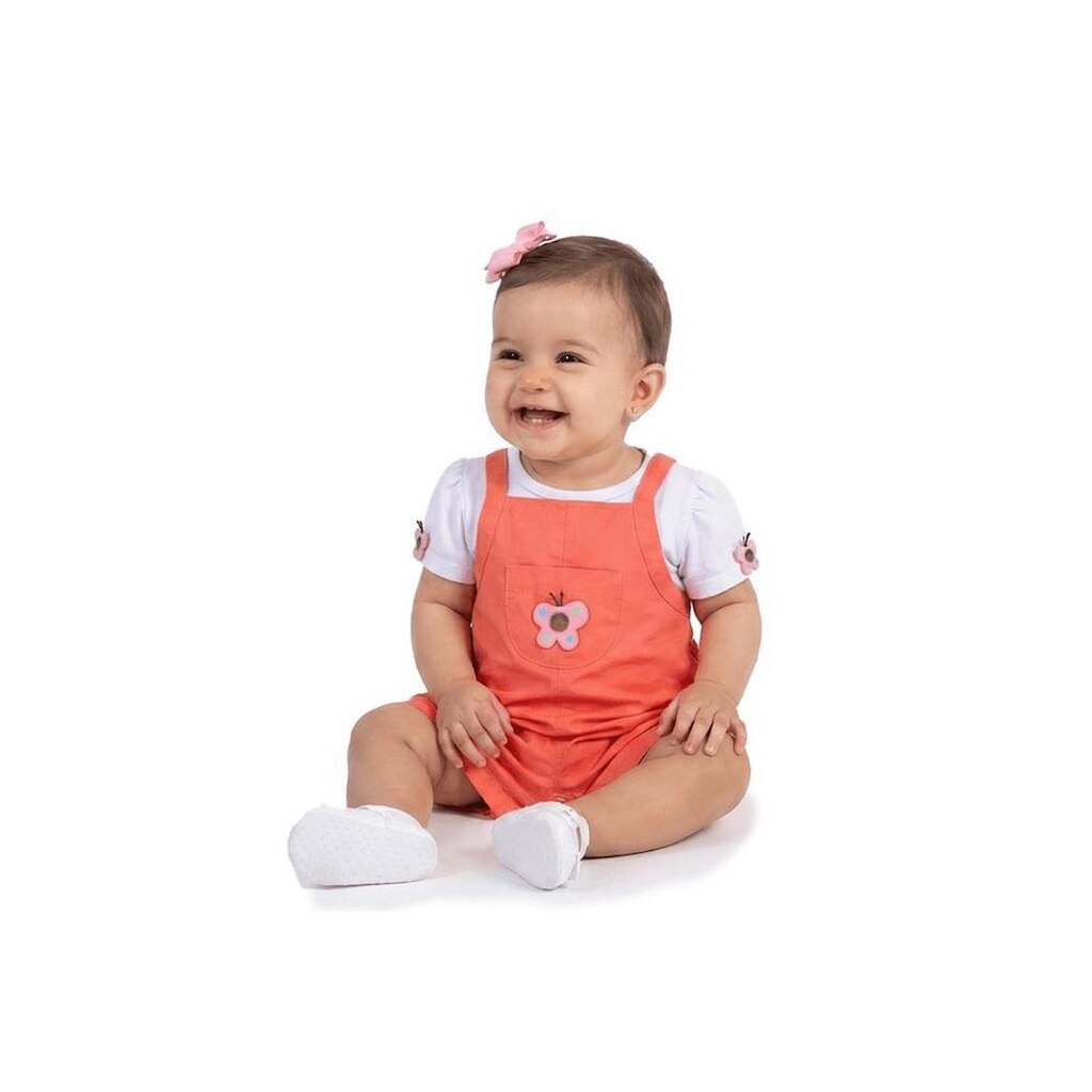 Jardineira Bebê Menina Dia Bom Alphabeto Mangaba