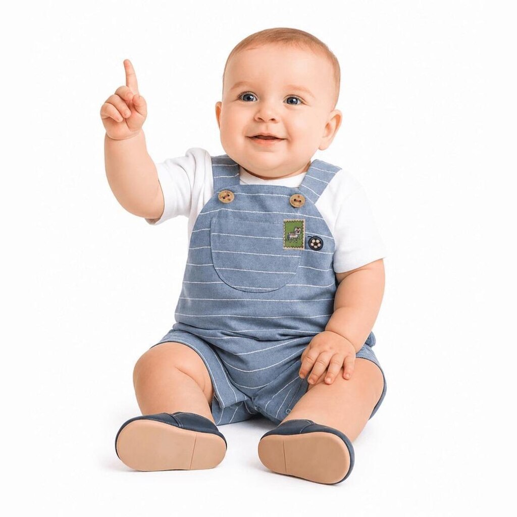 Jardineira Bebê Menino Esporte Clube Alphabeto Azul