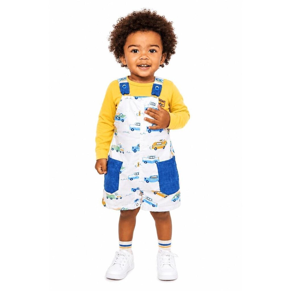 Jardineira Bebê Menino Hora de Aventura Alphabeto Off White
