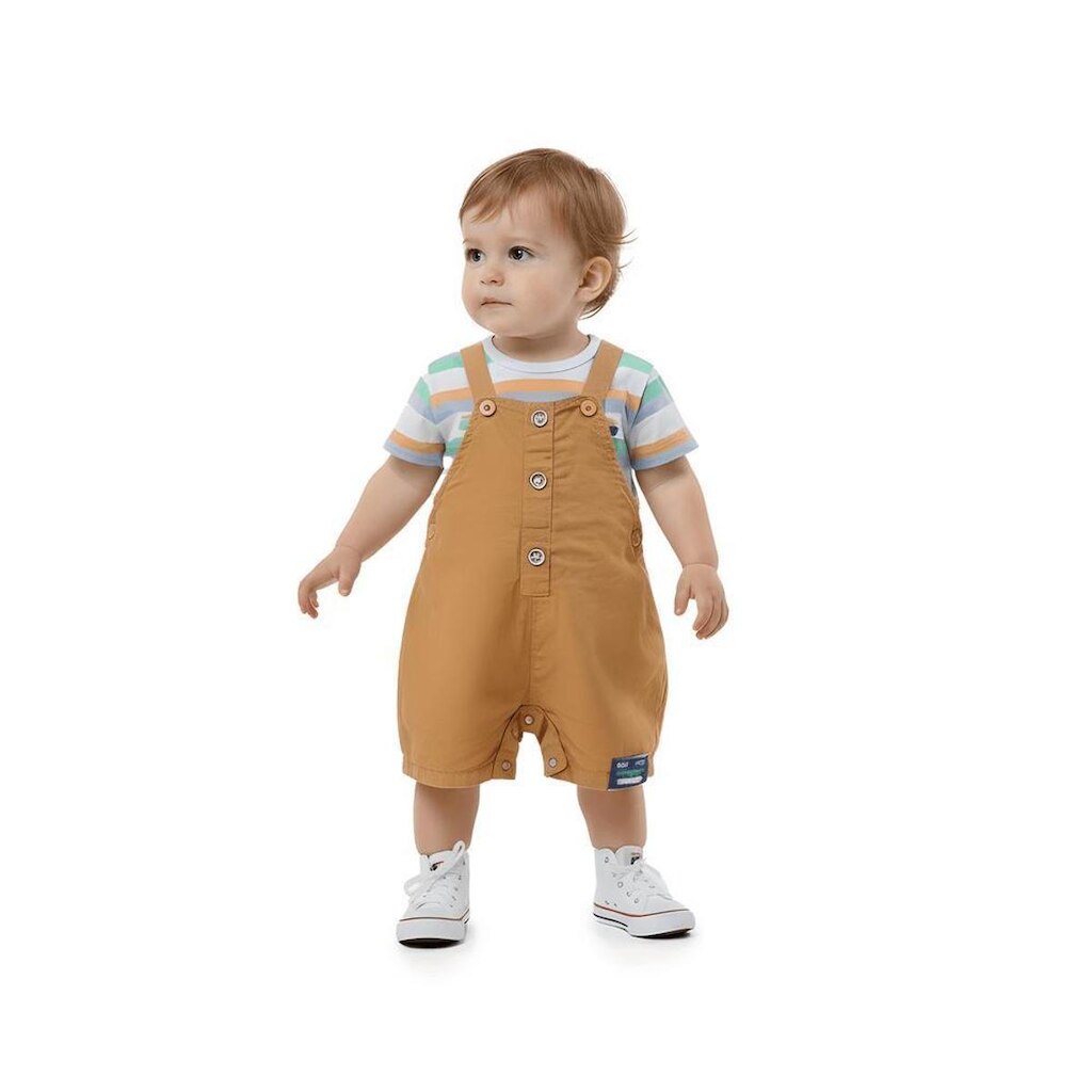 Jardineira Bebê Menino Meu Amigo Skatista Alphabeto Camelo