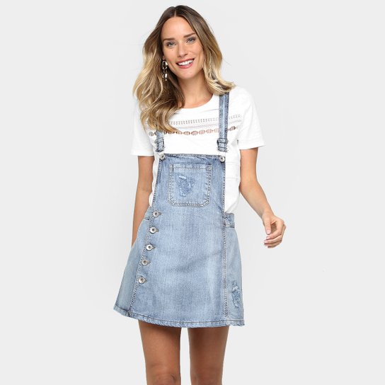 Jardineira Colcci Abotoamento - Jeans