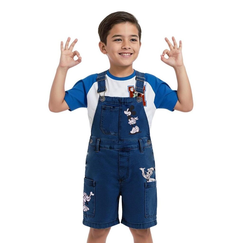 Jardineira Infantil Mickey e Seus Amigos Disney Detalhe