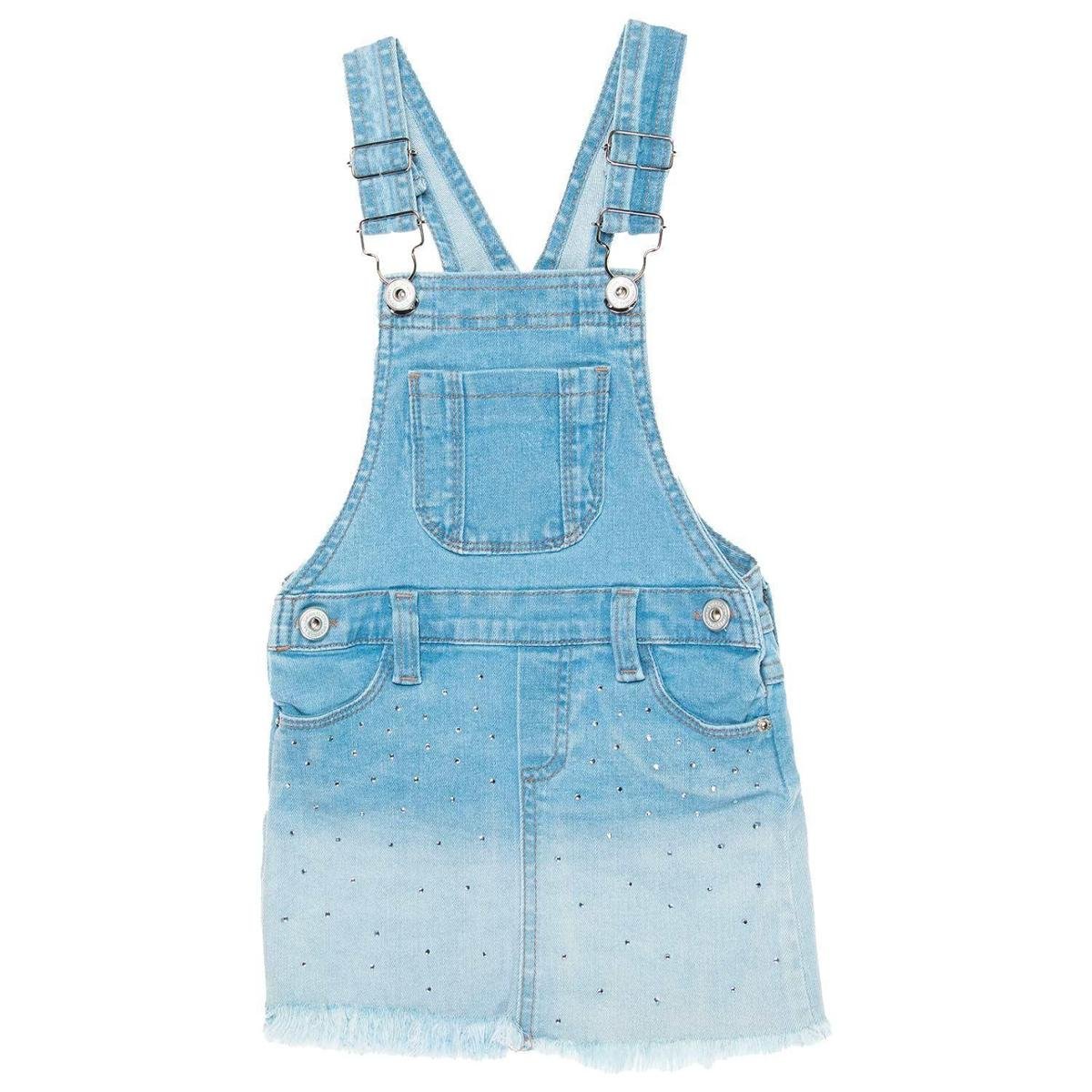 Jardineira Jeans Infantil Mania Feminina - Azul Claro Menor preço em Jardineira Jeans Infantil Mania Feminina - Azul Claro