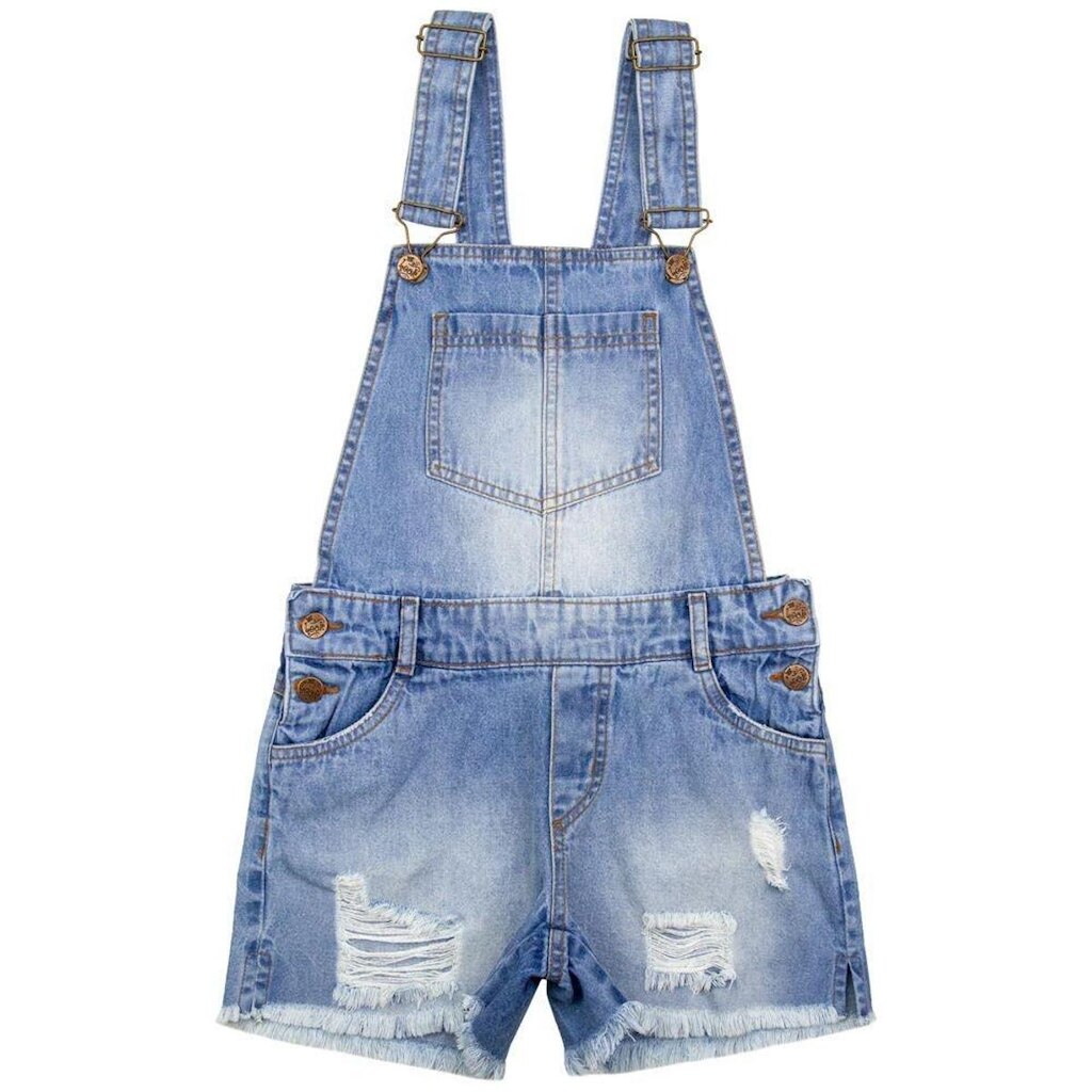 Jardineira Juvenil Look Jeans Curta Jeans - UNICA - 10