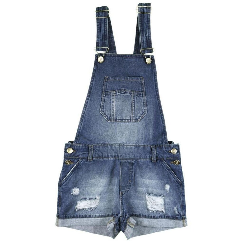 Jardineira Juvenil Look Jeans Curta Jeans - UNICA - 10