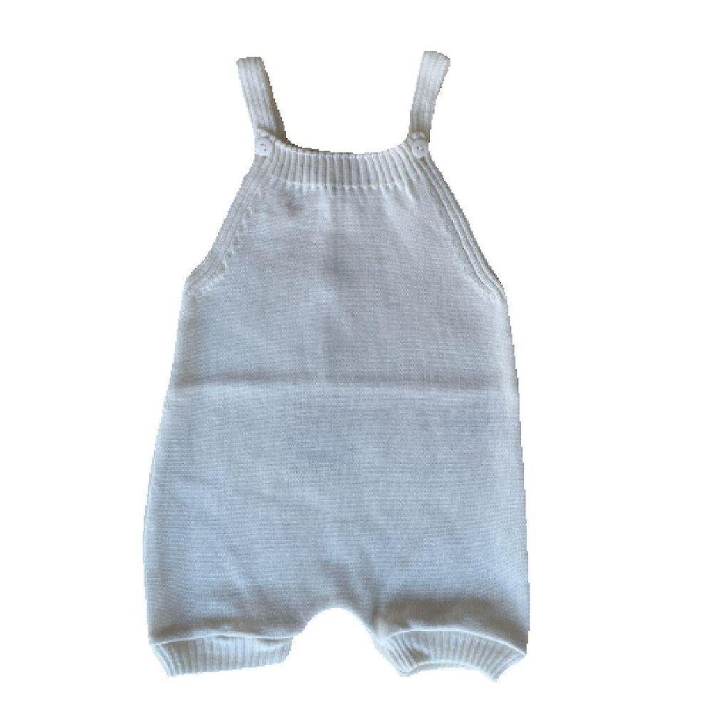 Jardineira Romper de Tricô Liso Tricô Kids Pérola
