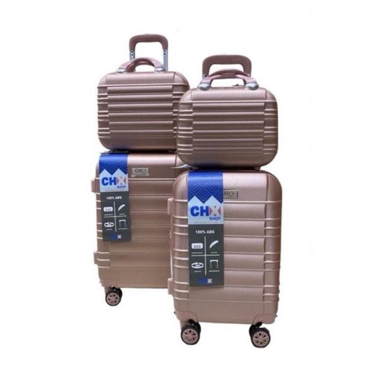 Jogo Conjunto com 2 Malas de bordo e Viagem 1 P e 1 PP com 2 Frasqueiras