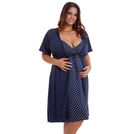 Jogo de Camisola Plus Size Luna Cuore Robe Gestante Feminino Zattini