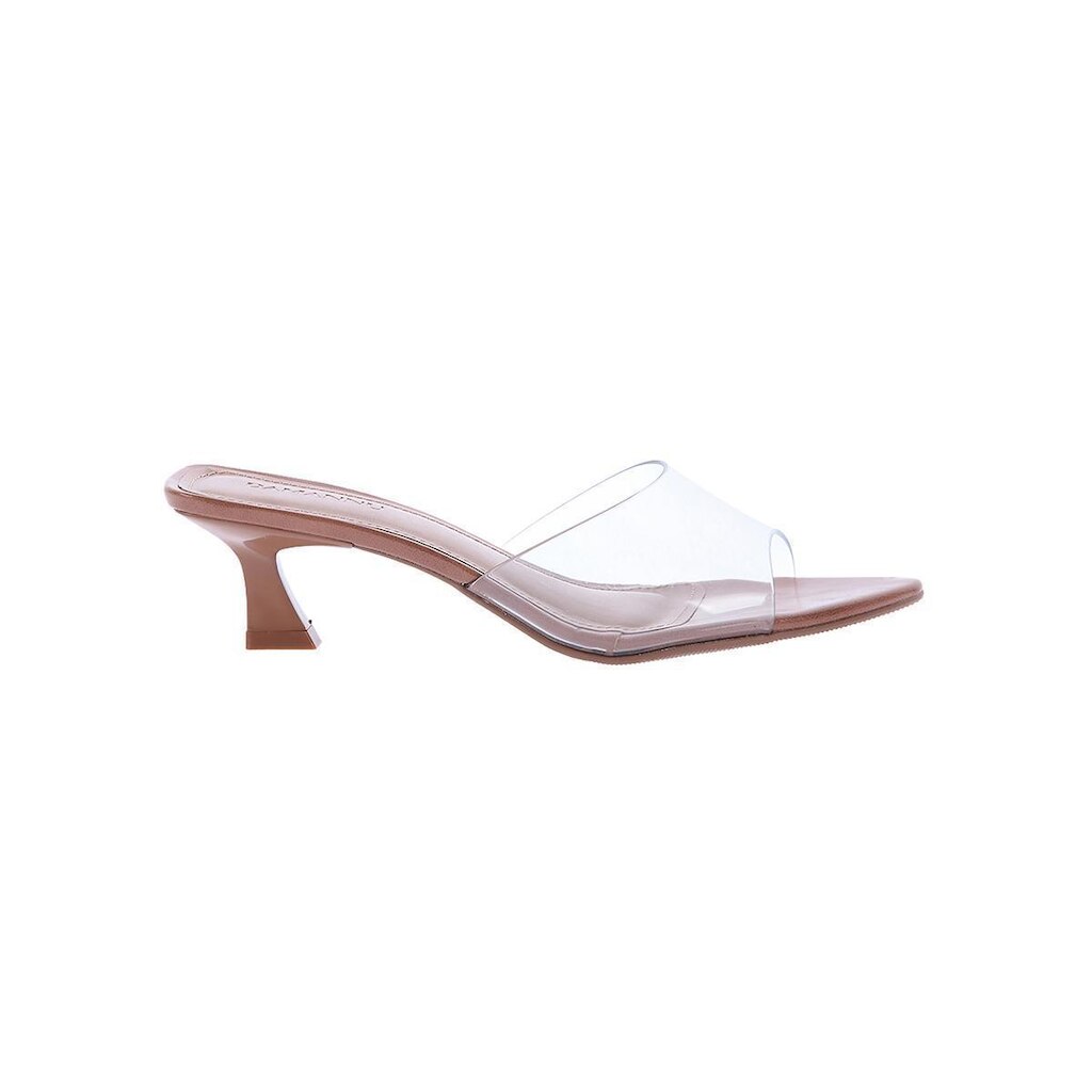 Julieta - Tamanco Feminino Bege com Vinil Transparente Damannu