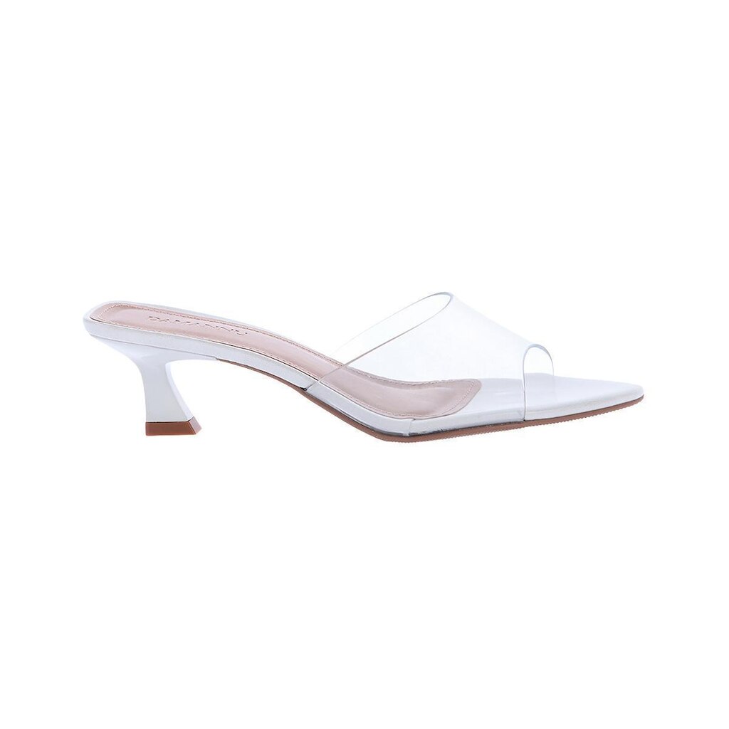 Julieta - Tamanco Feminino Off White com Vinil Transparente Damannu