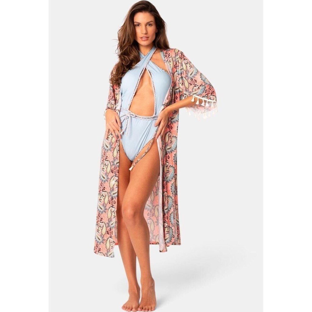 Kimono Areia Branca Solaris Paisley Azul