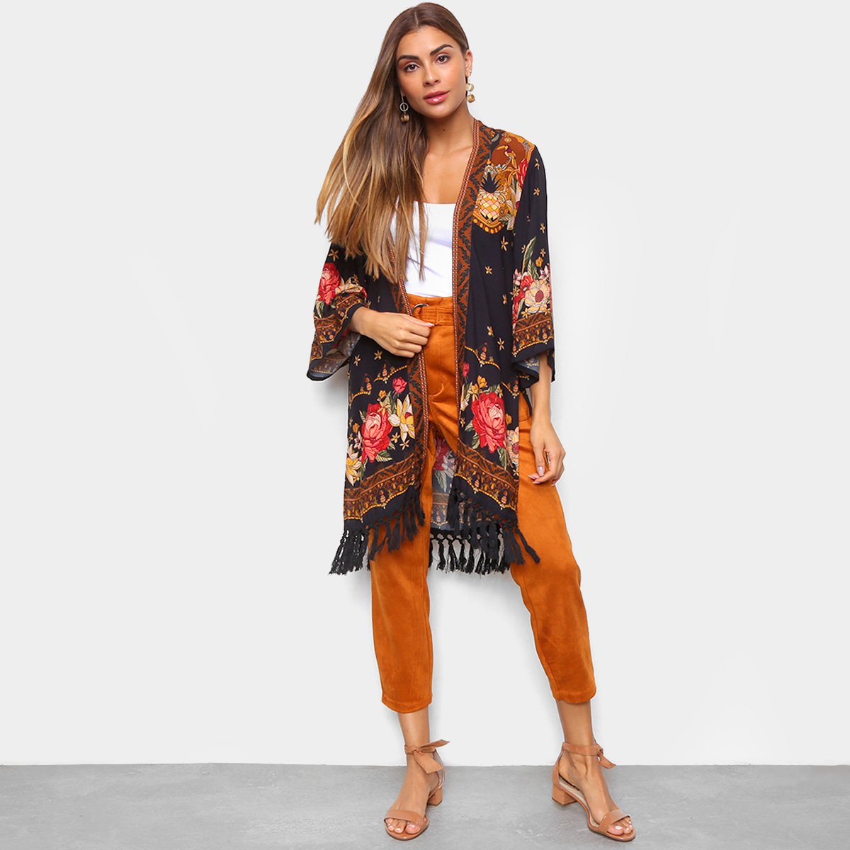 Kimono Farm Flores Do Cerrado Feminino - Preto é ruim? Kimono Farm Flores Do Cerrado Feminino - Preto é boa?