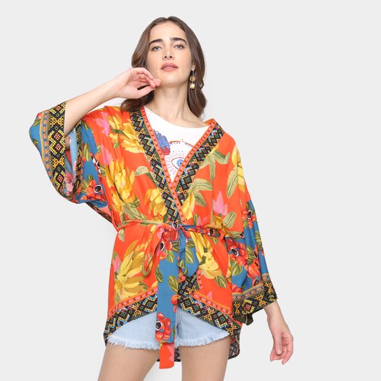 Kimono Farm Lenço Postal Feminino - Vermelho