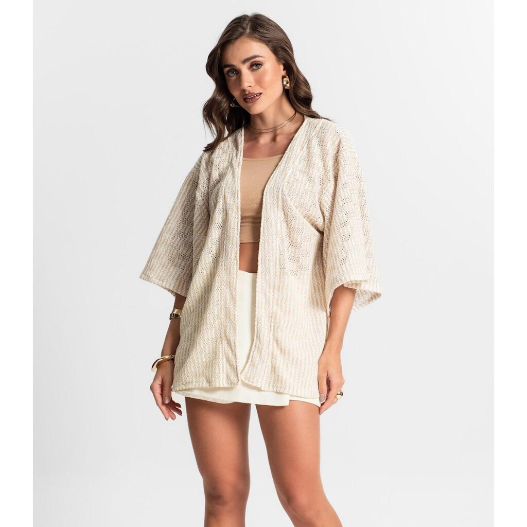 Kimono Feminino Em Tricot Endless Bege