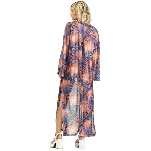 Kimono Labellamafia Malha Beachwear Azul Estampado Feminino