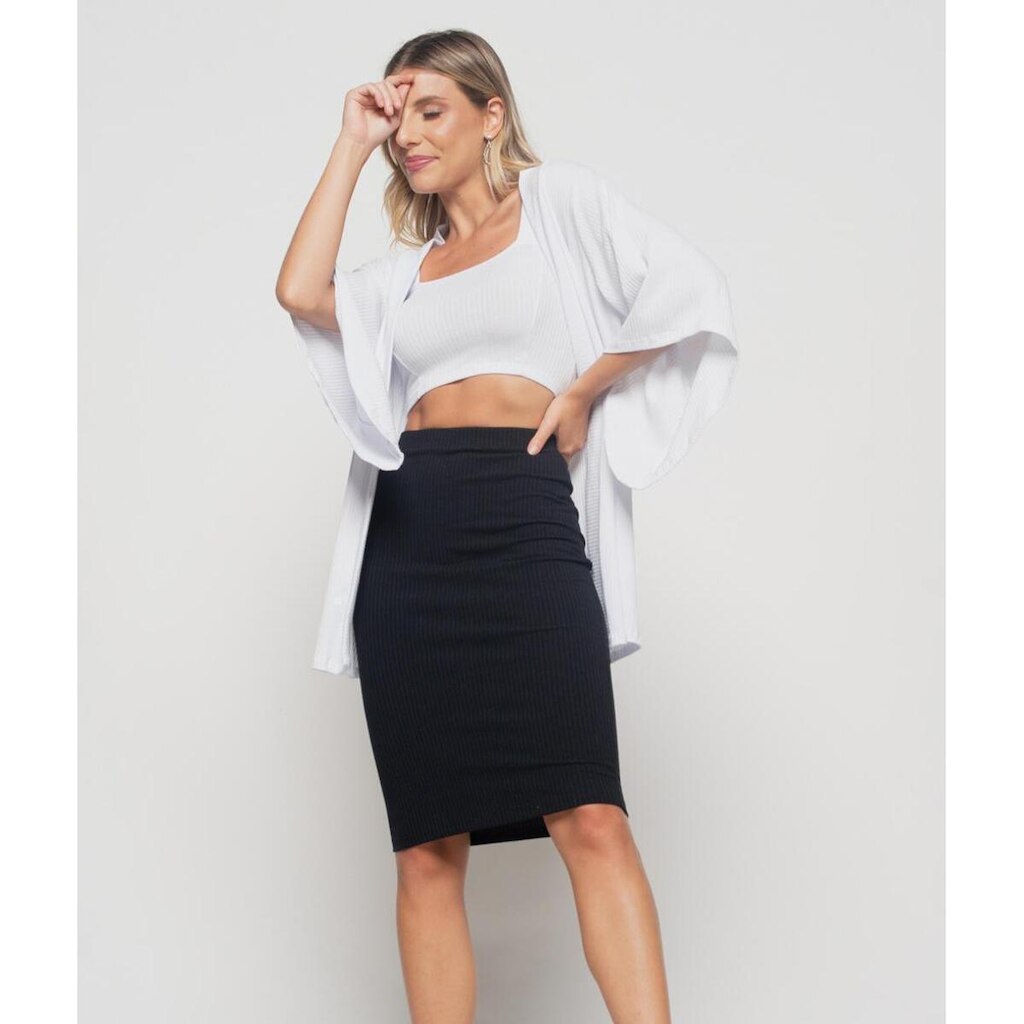 Kimono Salvatore Fashion Canelado Feminino