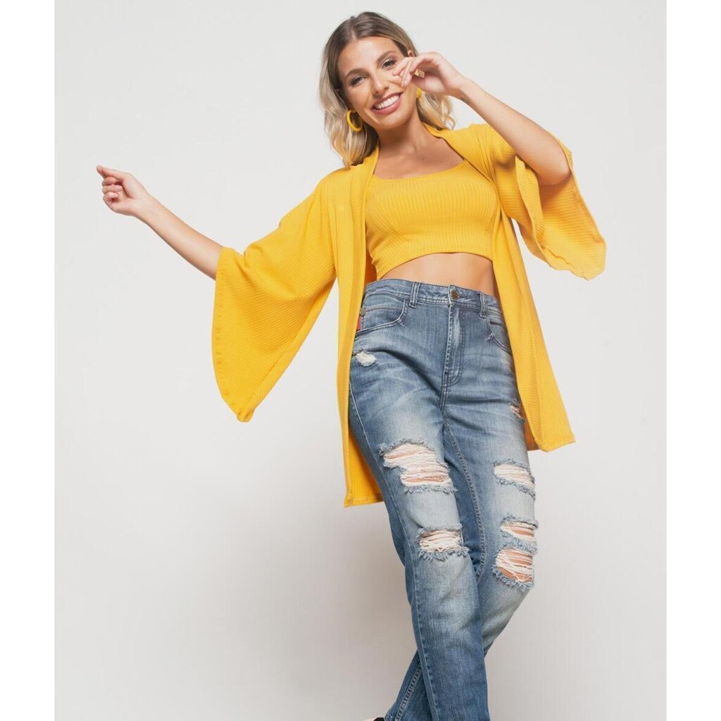 Kimono Salvatore Fashion Canelado Feminino