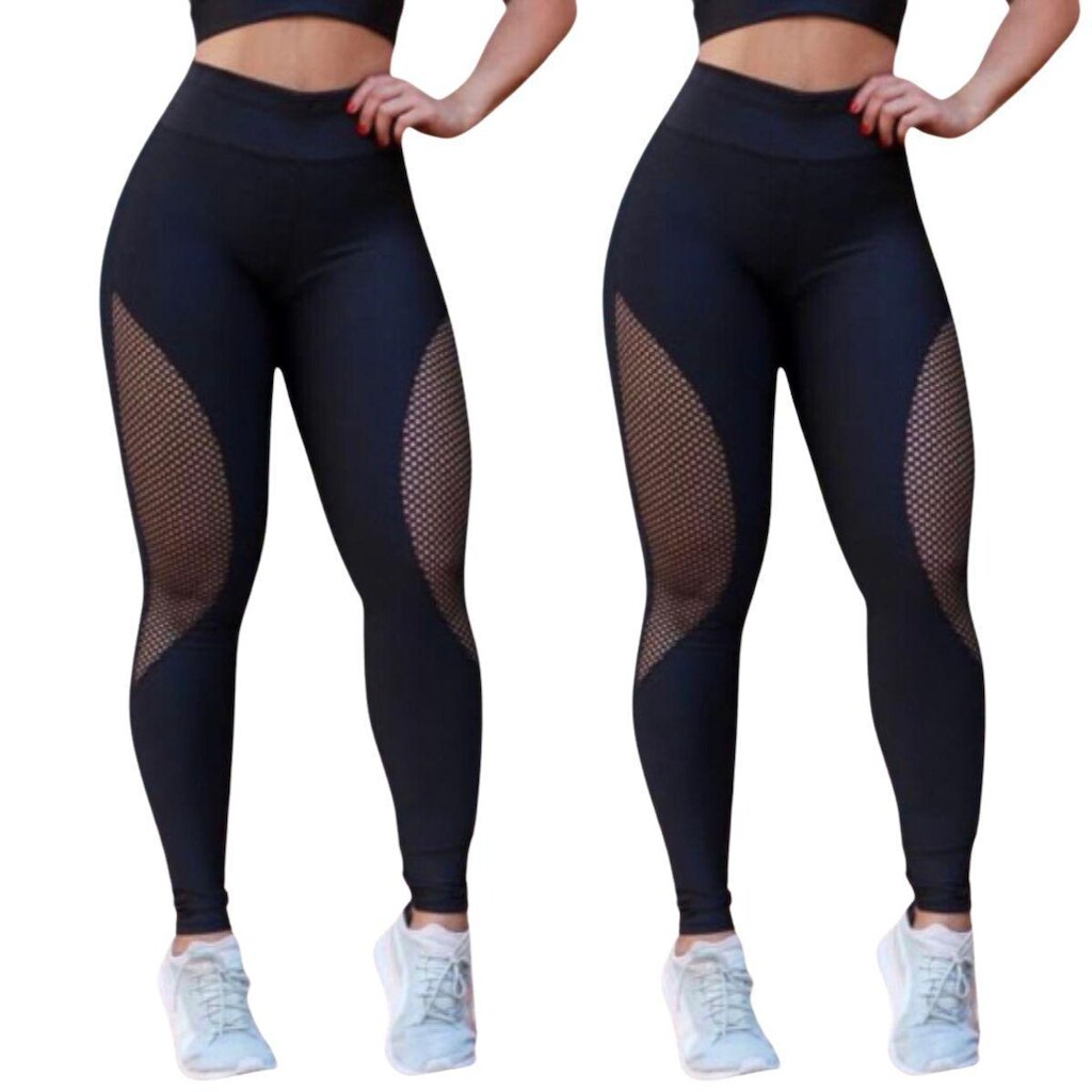Kit 02 Calça Arrastão Legging Detalhe Rede Academia Fitness Suplex